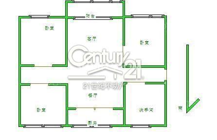 出售邹平世纪花园低楼层三室两厅141平133万带储藏室户型图