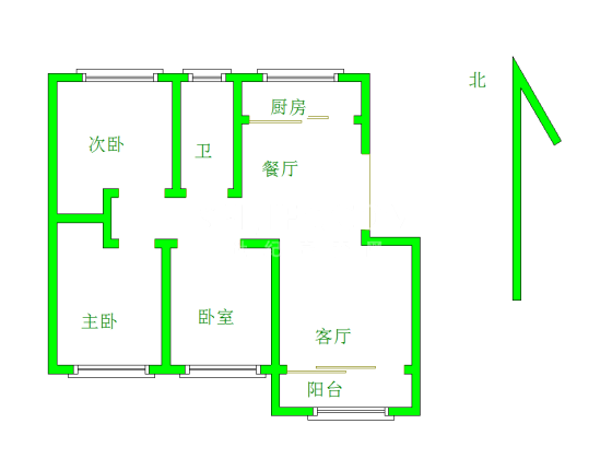 园林小区，118平67万带朝南车库，车库可做门头，黄金楼层南北通透户型图