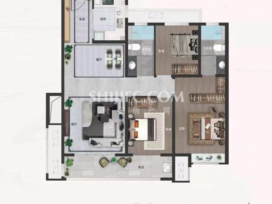 示范小区多层，精装未住，公摊小户型图